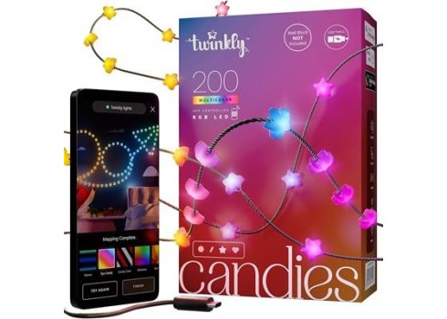 Twinkly Candies  200 Star-shaped, Green Wire, USB-C