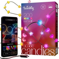Twinkly Candies  200 Star-shaped, Green Wire, USB-C