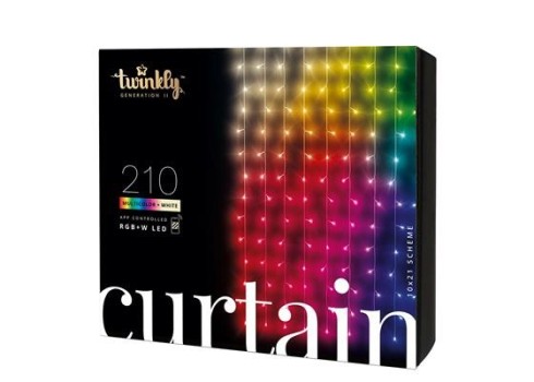 Twinkly jõulukardin 210LED-1,5x2,1m-läbipaistev juhe-IP44