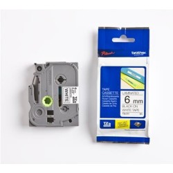 Lint Brother TZE211 6mm must-valge 8m