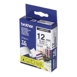 Lint Brother TZE231 12mm must-valge 8m