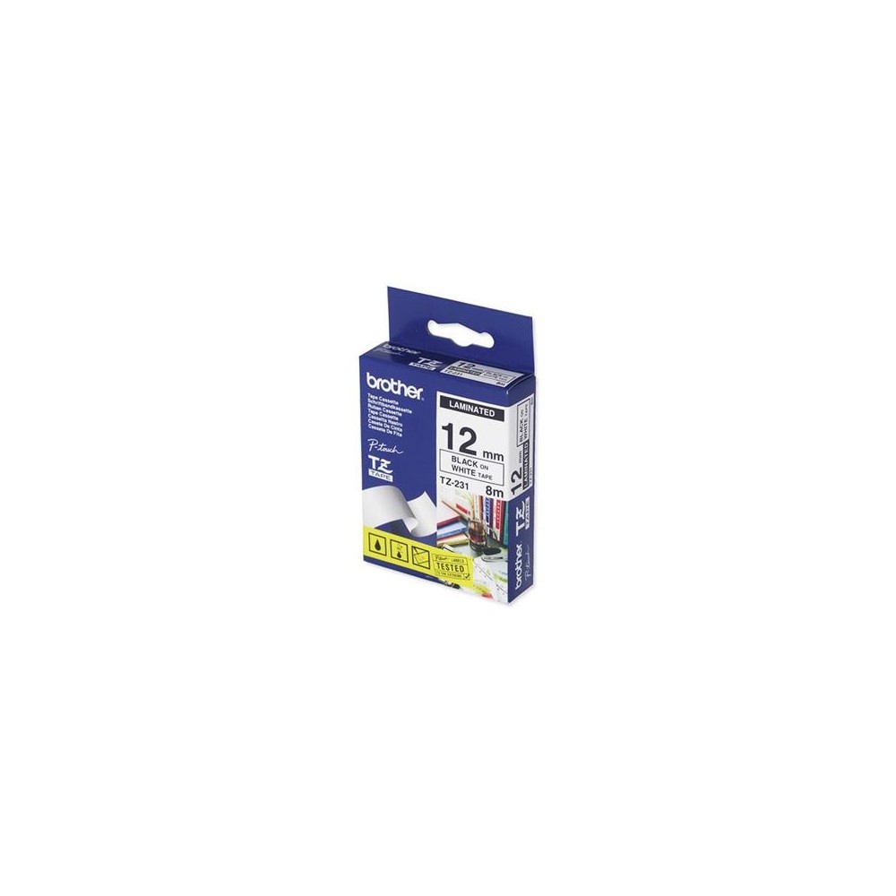 Lint Brother TZE231 12mm must-valge 8m