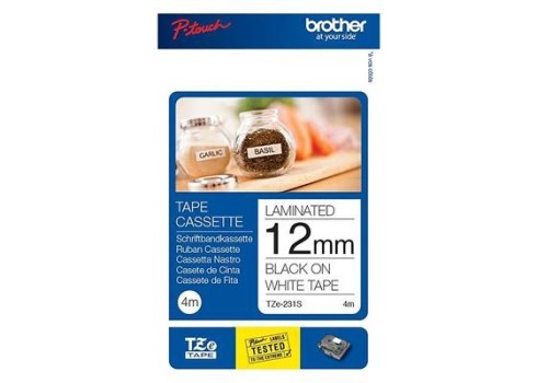 Lint Brother TZE231S 12mm must-valge 4m