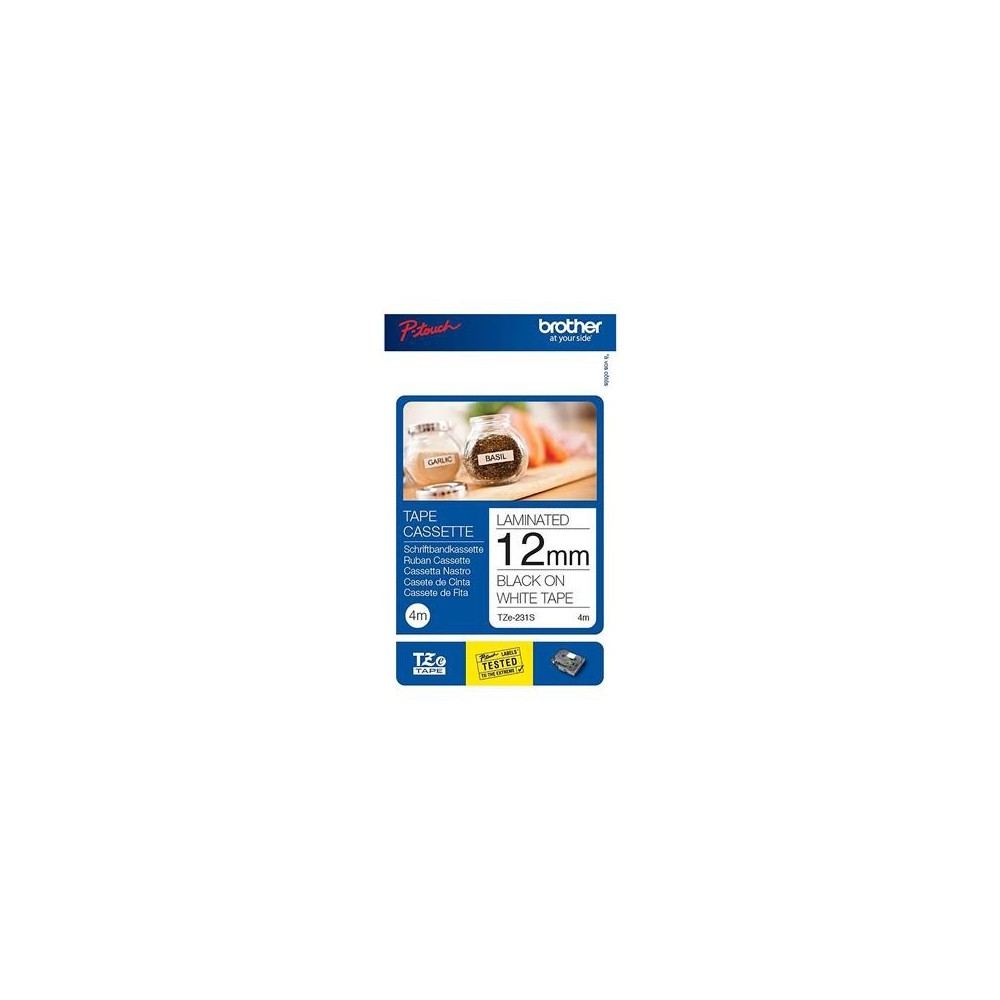 Lint Brother TZE231S 12mm must-valge 4m