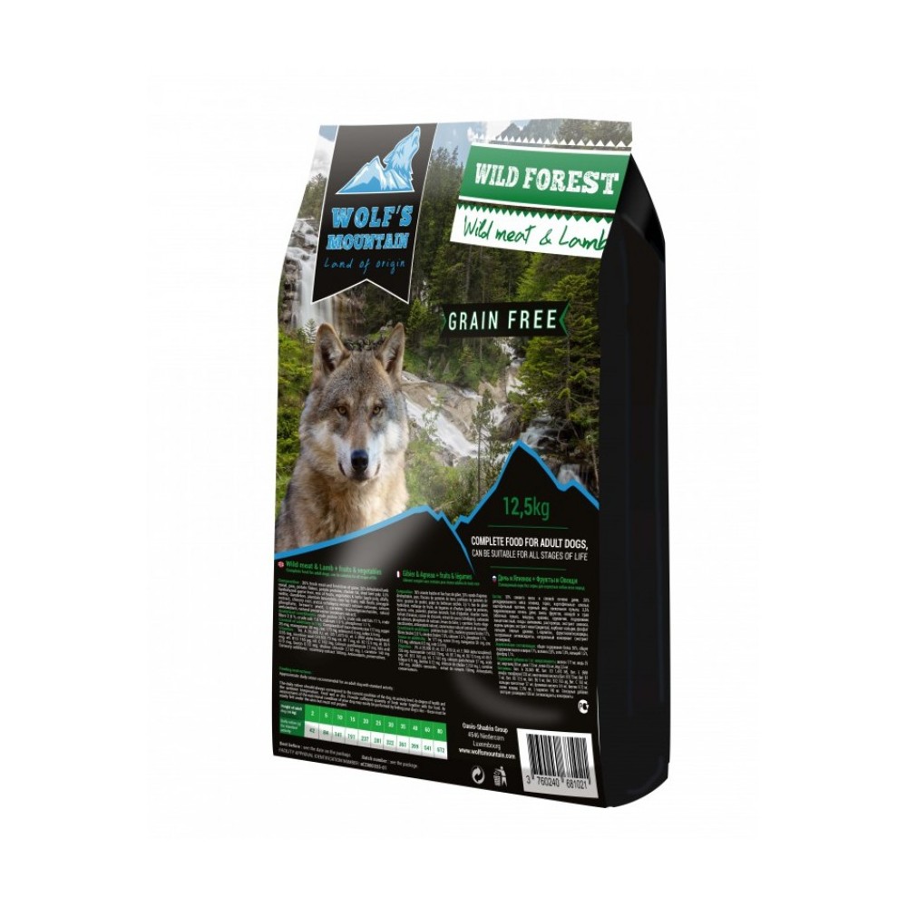 Wolf's Mountain koeratoit WILD FOREST teraviljavaba - uluki- & lambalihaga 12,5 kg