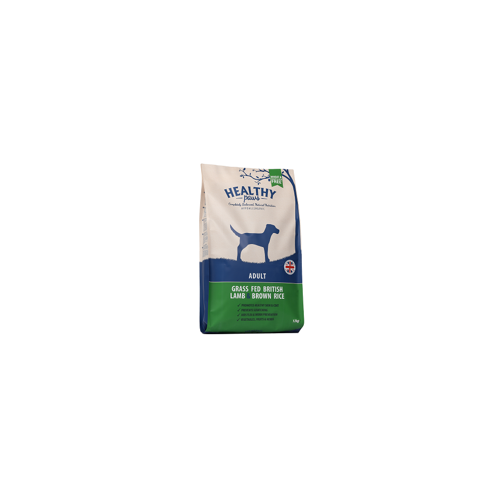 Healthy Paws koeratoit Briti lambaliha & pruun riis 12kg