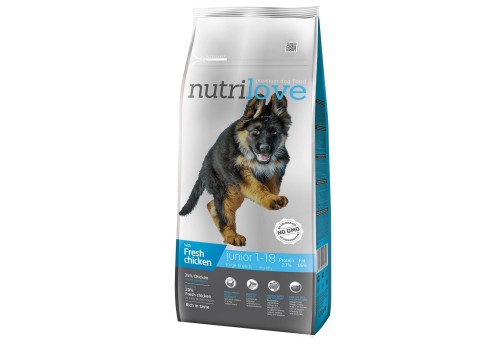 Nutrilove Junior Large Breed chicken koeratoit 12kg