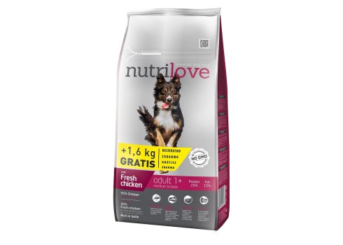 Nutrilove koeratoit adult medium fresh chicken 8kg