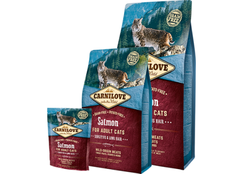 Carnilove Salmon Sensitive & Long Hair kassitoit 6kg