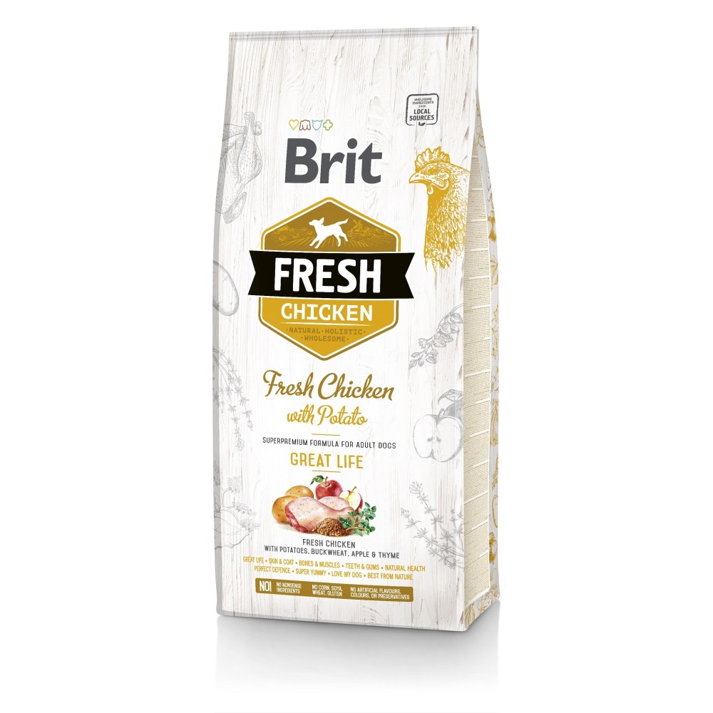 Brit FRESH koeratoit Chicken & Potato for Adult 2,5kg