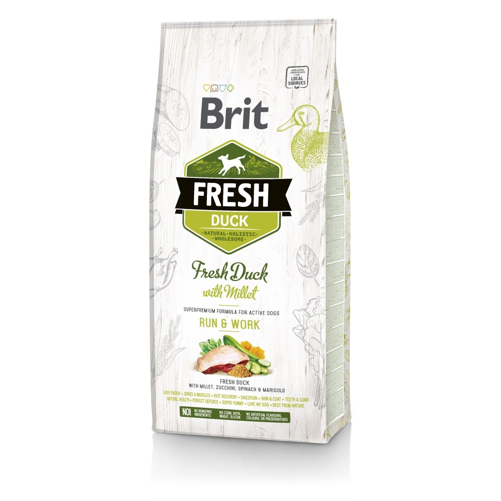 Brit FRESH koeratoit Duck & Millet for Active Run & Work 12kg