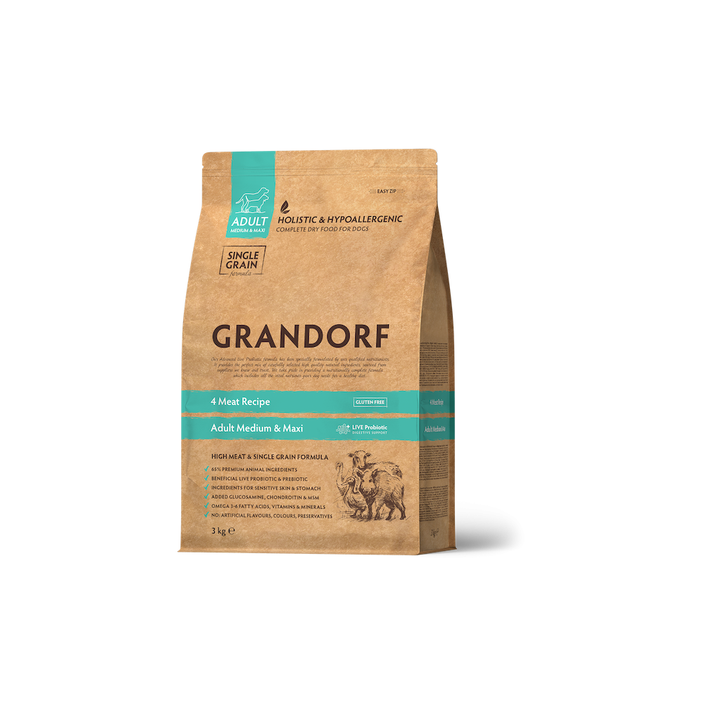 Grandorf Dog - 4 liha 3kg - Adult Medium & Maxi koeratoit
