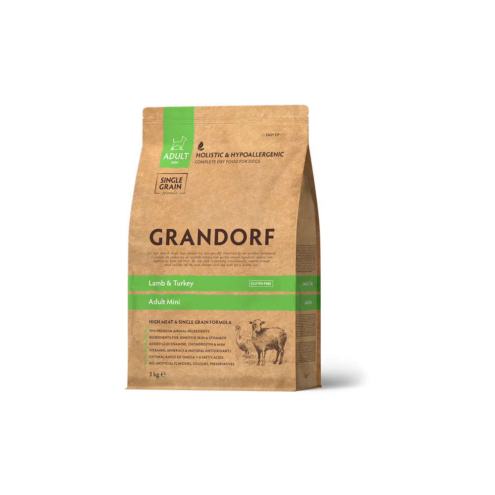 Grandorf Dog - Lammas ja kalkun 3kg - Mini Adult koeratoit