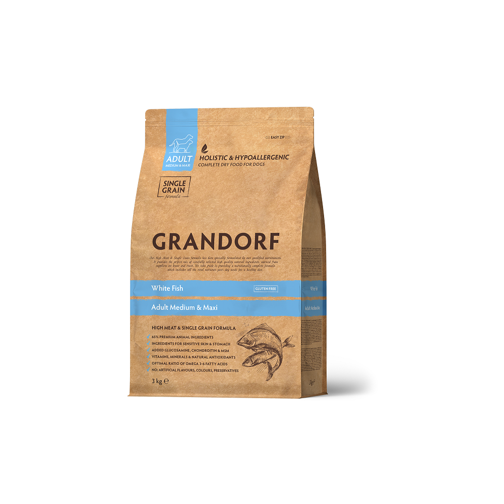 Grandorf Dog - Valge kala 10kg - Adult Medium & Maxi koeratoit