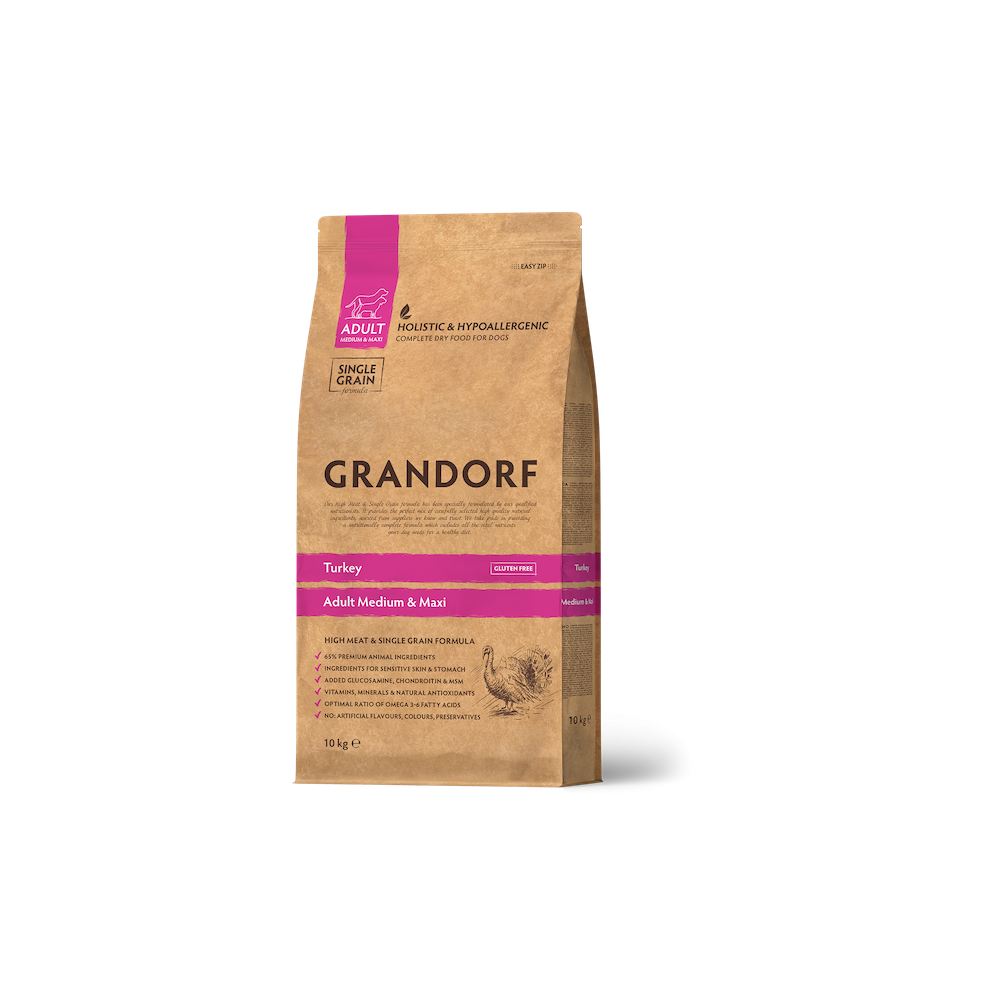 Grandorf Dog - Kalkun 10kg - Medium & Maxi Adult koeratoit