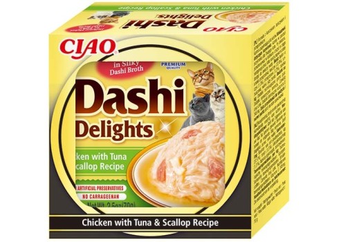 Inaba Dashi Delights Chicken with Tuna & Scallop konserv kassile 70g