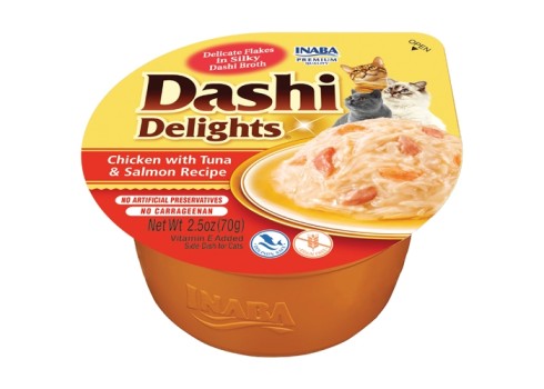 Inaba Dashi Delights Chicken with Tuna & Salmon konserv kassile 70g