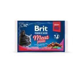 Brit Premium Meat Plate multipakk märgtoit kassidele 4x100g