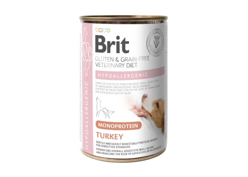 Brit Veterinary Diet Hypoallergenic Monoprotein Turkey konserv koerale 400g