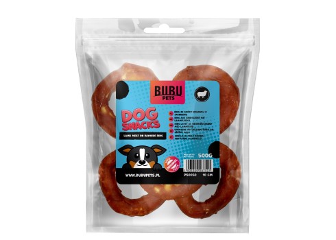 Bubu Pets koeramaius veisenahast rõngad lambalihaga 10cm 500g