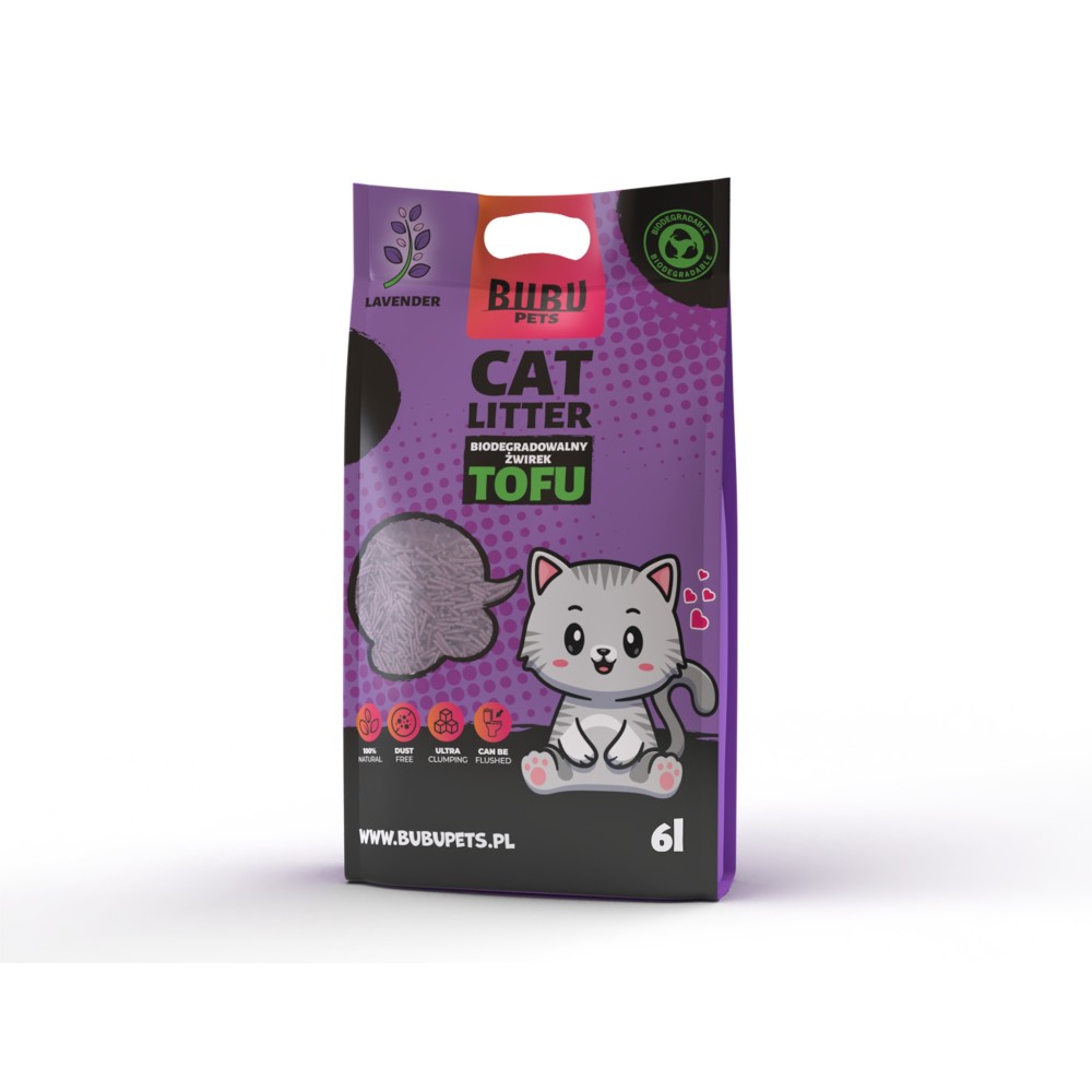 Bubu Pets lavendli lõhnaga tofu kassiliiv 2,5 kg - 6L