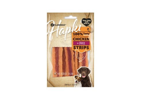Flamingo Hapki Chicken + Duck Strips närimismaius koerale 85g