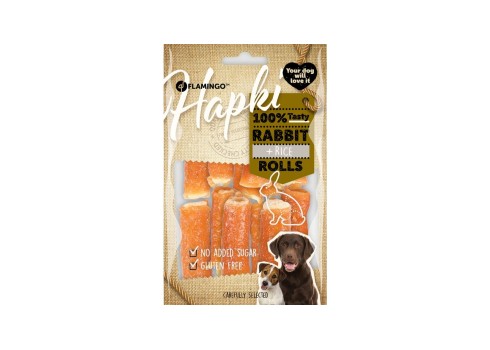 Flamingo Hapki Rabbit + Rice Rolls närimismaius koerale 85g