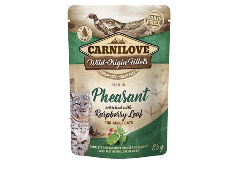 Carnilove Cat Pouch Pheasant with Raspberry Leaves einekotike kassidele 85g