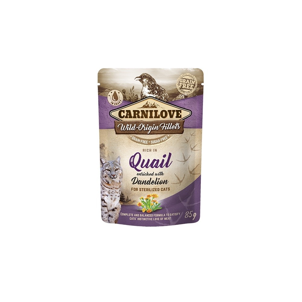 Carnilove Cat Pouch Quail with Dandelion einekotike steriliseeritud kassidele 85g