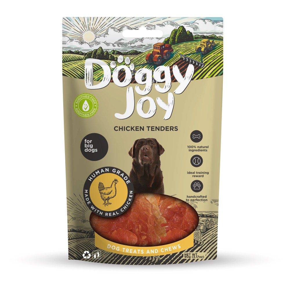 Doggy Joy chicken tenders närimismaiused koertele 90g Doggy Joy chicken tenders närimismaiused koertele 90g