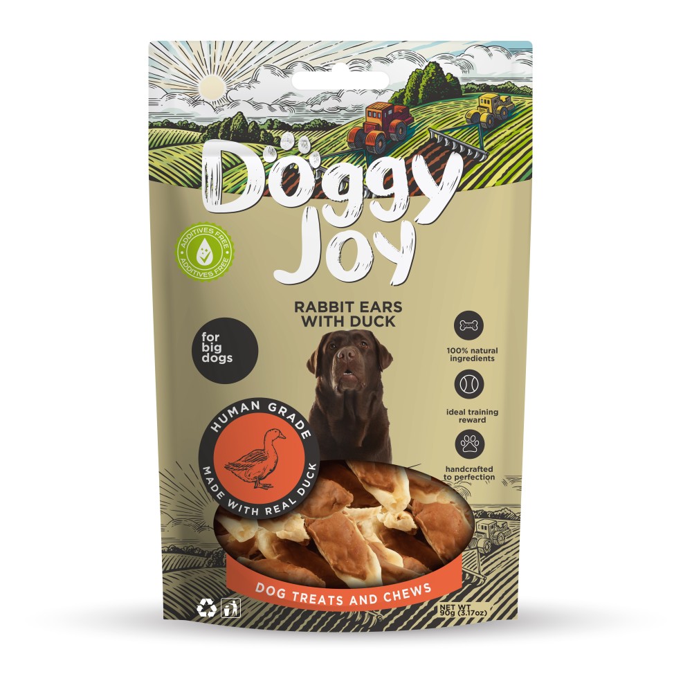 Doggy Joy rabbit ears with duck närimismaiused koertele 90g Doggy Joy rabbit ears with duck närimismaiused koertele 90g