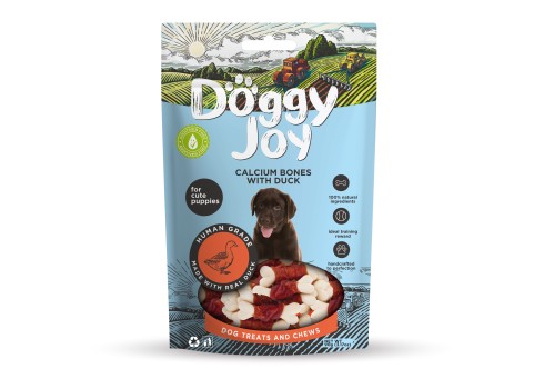 Doggy Joy calcium bones with duck närimismaiused kutsikale 90g