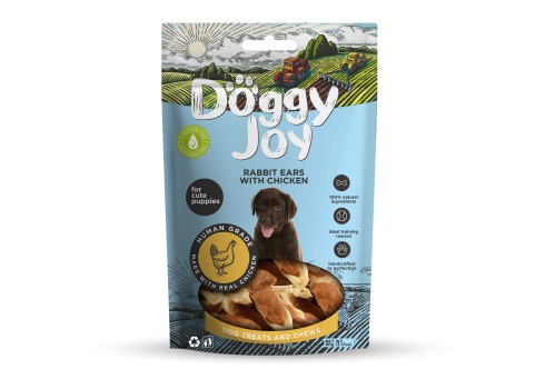 Doggy Joy rabbit ears with chicken närimismaiused kutsikale 90g