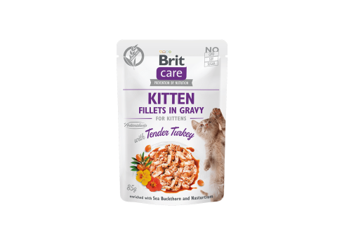 Brit Care Fillets in Gravy Turkey Kitten märgtoit kassipoegadele 85g