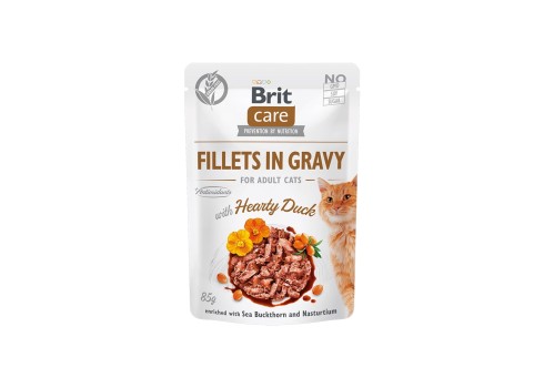 Brit Care Fillets in Gravy Hearty Duck märgtoit kassidele 85g