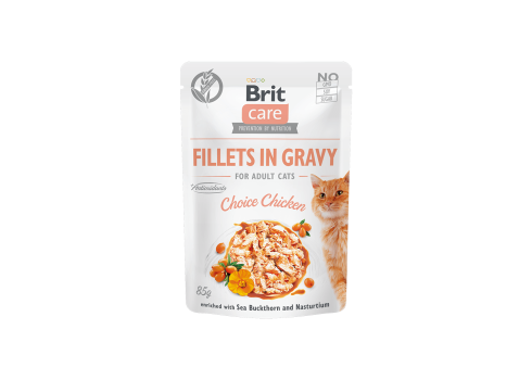 Brit Care Fillets in Gravy Choice Chicken märgtoit kassidele 85g