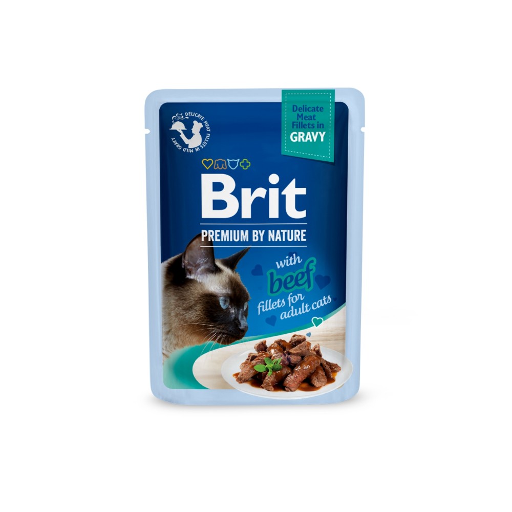 Brit Premium Cat Delicate Beef Fillets in Gravy märgtoit kassidele 85g