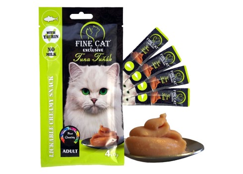 FINE CAT Exclusive TUUNIKALAGA Kreemjas suupiste kassidele 4x15g