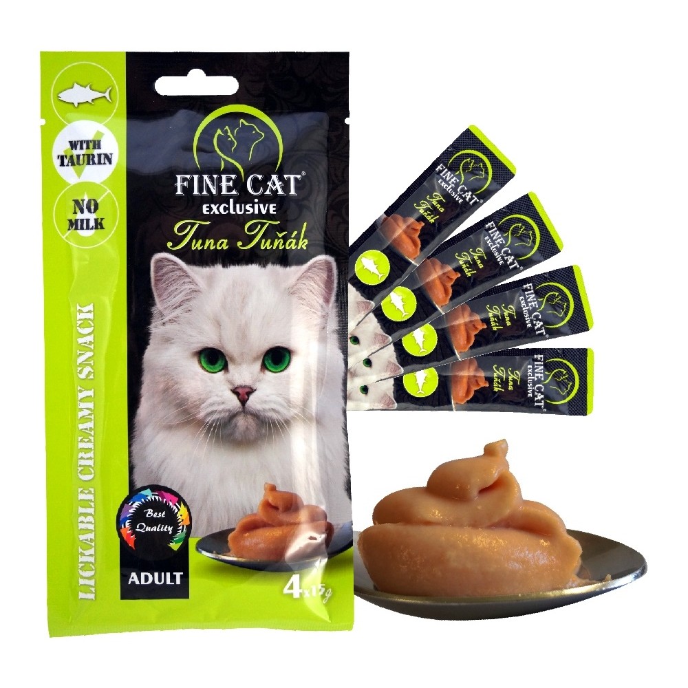 FINE CAT Exclusive TUUNIKALAGA Kreemjas suupiste kassidele 4x15g