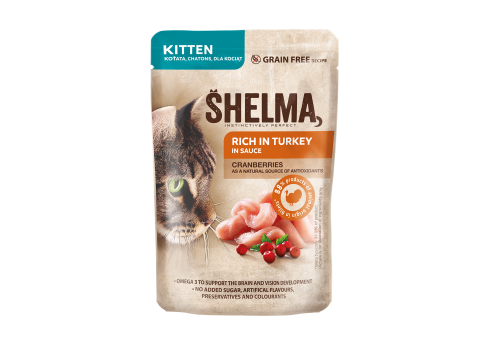 Shelma kassieine  KITTEN kalkunifileed jõhvikatega kastmes 28x85g