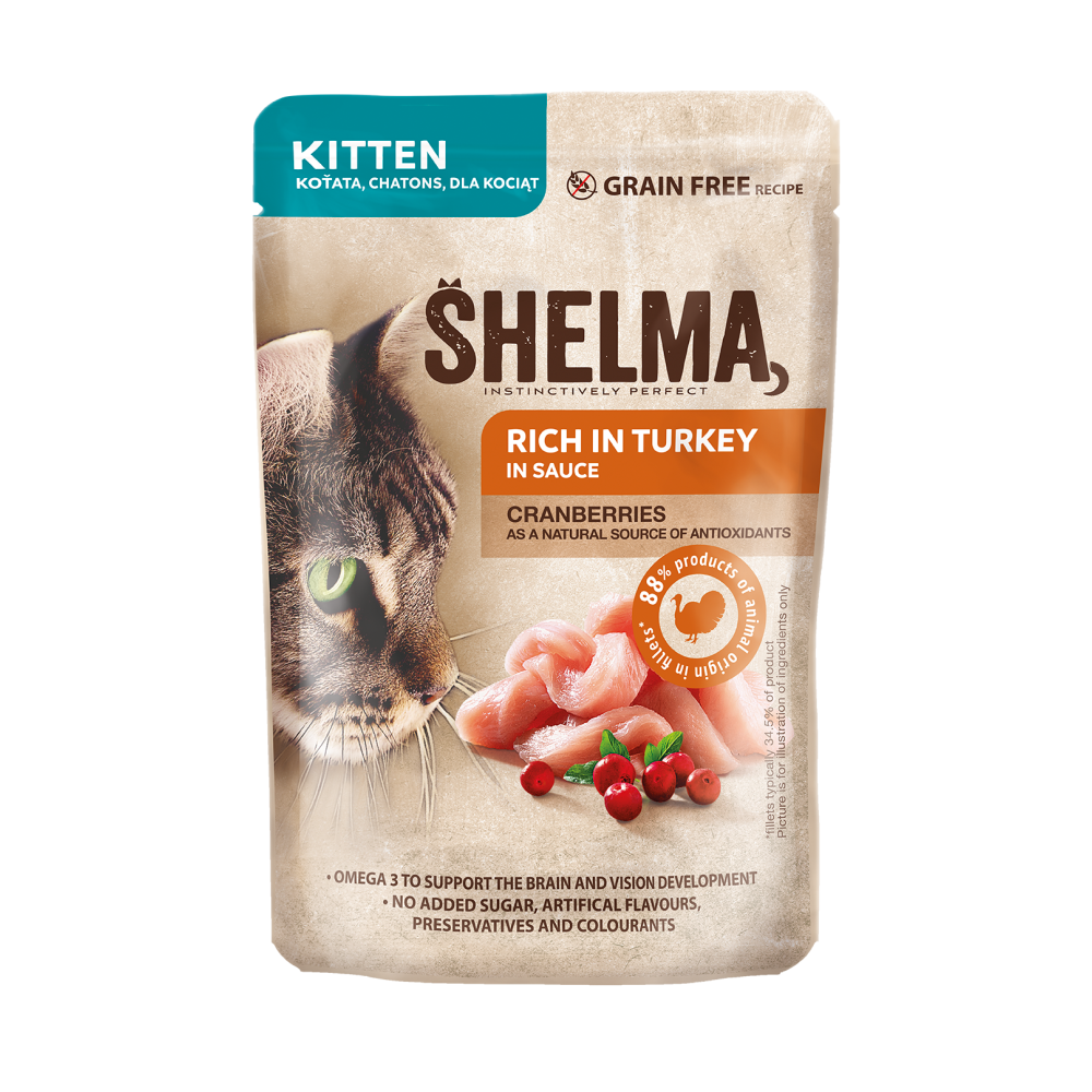 Shelma kassieine  KITTEN kalkunifileed jõhvikatega kastmes 28x85g