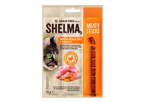 Shelma kana-ja kurkumiga pulgad kassidele  15g