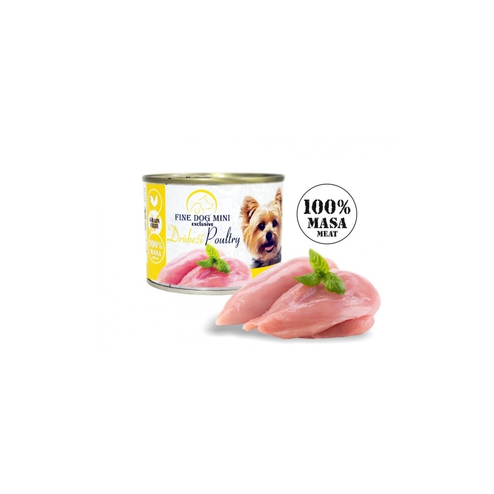FINE DOG MINI EXCLUSIVE konserv linnulihaga 100% LIHA 200g