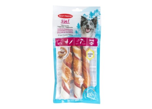 Best Friend maius 3IN1 keeruga närimisrull kana-porgand 17cm, 3tk,160g