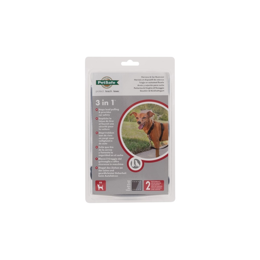PetSafe 3 in 1 traksid ja auto turvarihm XS, must