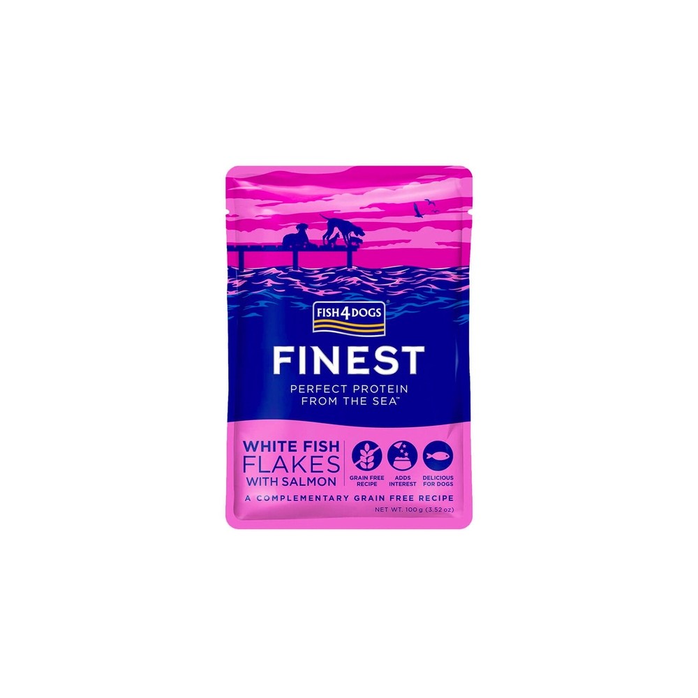 Fish4Dogs Finest Flakes einekotike koertele, valge kala-lõhe 100 g