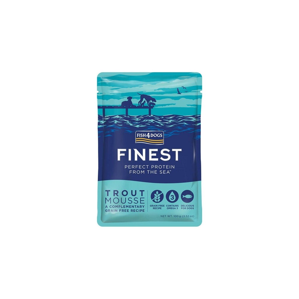 Fish4Dogs Finest Mousse einekotike koertele, forelliga 100 g