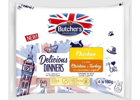 Butchers Delic.Dinner kassi einekotike kana ja kana-kalkun, 4x100g