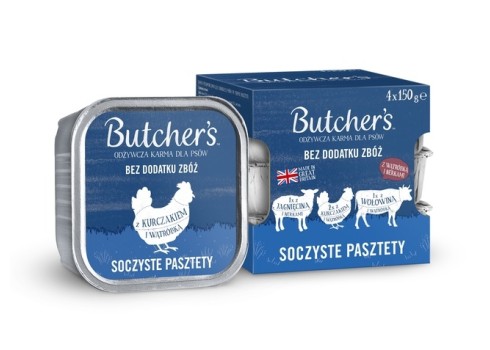 Butcher's Original pasteet koertele lammas-kana-veis 150g x 4tk
