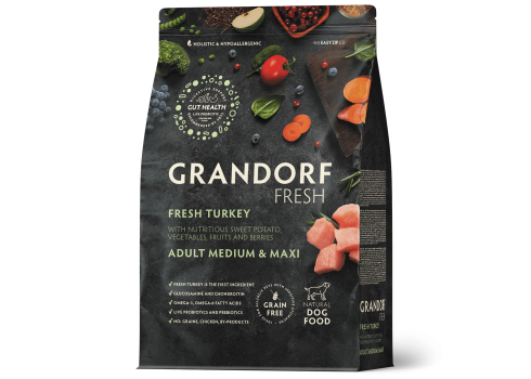 Grandorf Fresh Värske Kalkun ja Bataat keskmistele ja suurtele koertele 3kg